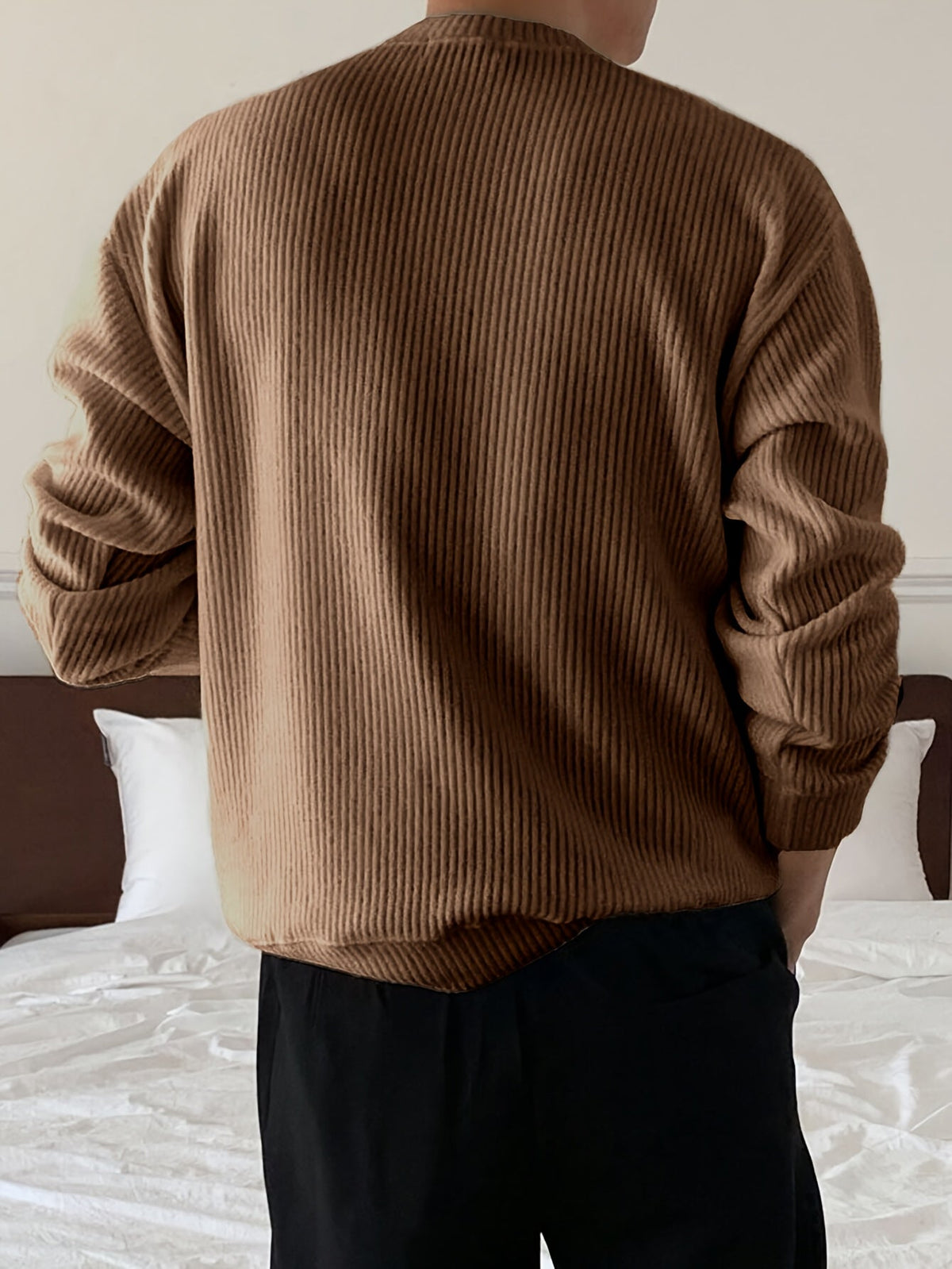 Pull Homme Col Rond Côtelé Coupe Ample
