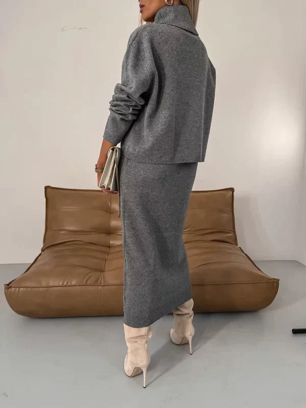 Robe Femme Midi Tricot et Col Roulé Assorti