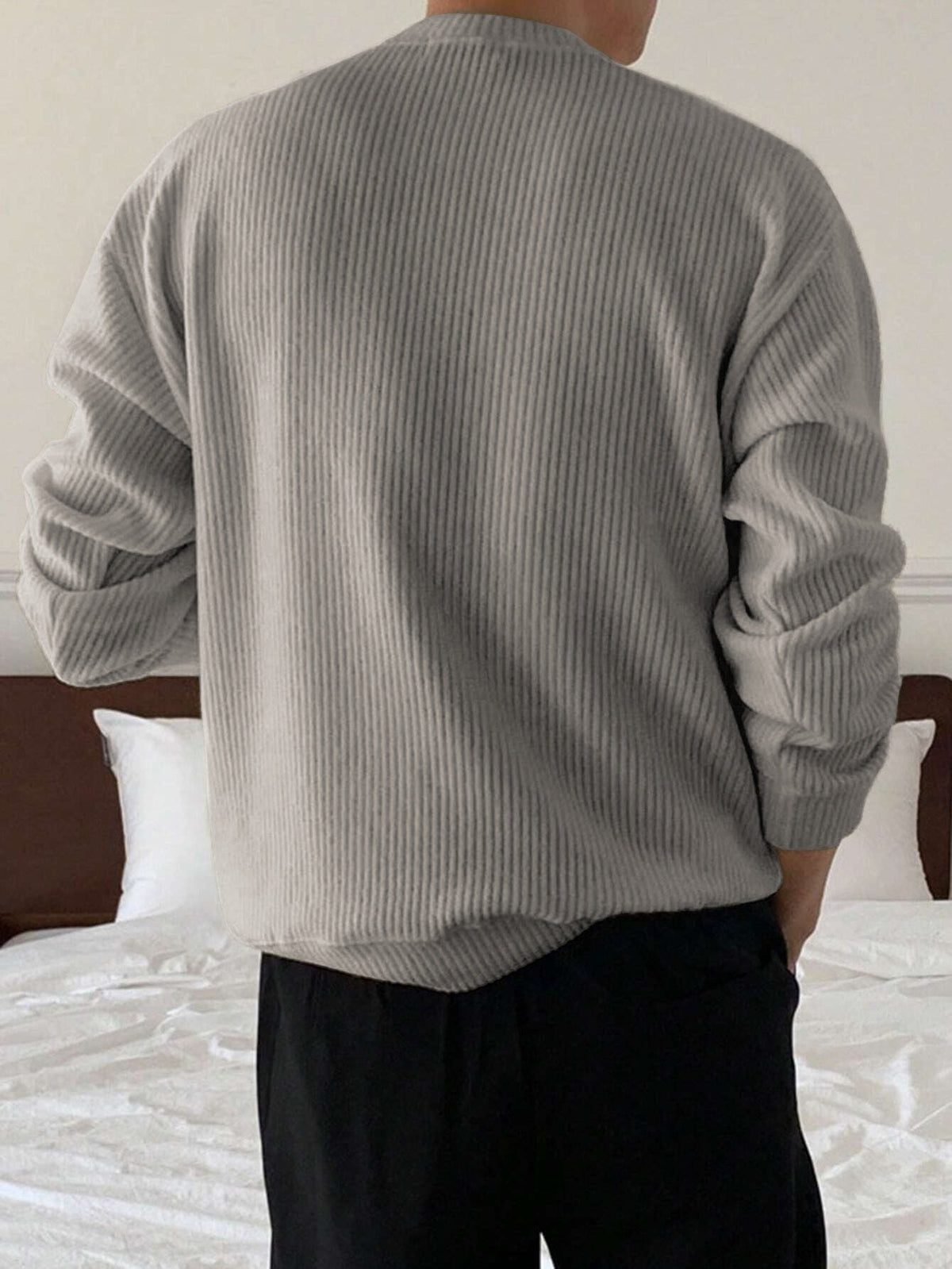 Pull Homme Col Rond Côtelé Coupe Ample