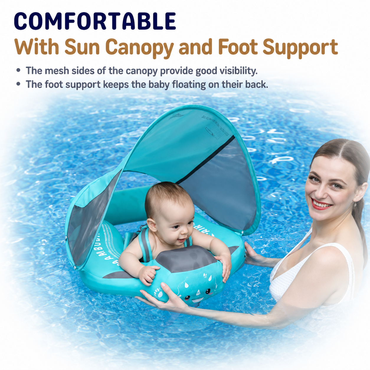 Baby Floatation Belt – Foam Material with Removable UV Canopy for Safe Use in the Bathtub or Pool