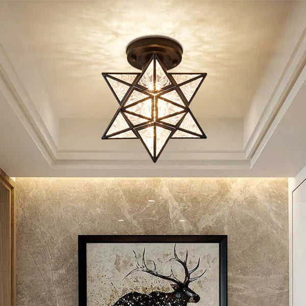Star-shaped ceiling light – Gold, compact design for the entryway, dining room, or bedroom