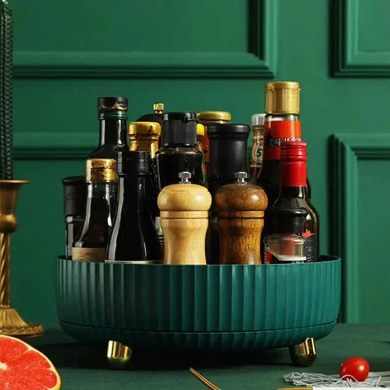 360° Rotating Organizer – White, Space-Saving Rotating Tray for the Kitchen, Bathroom, or Office