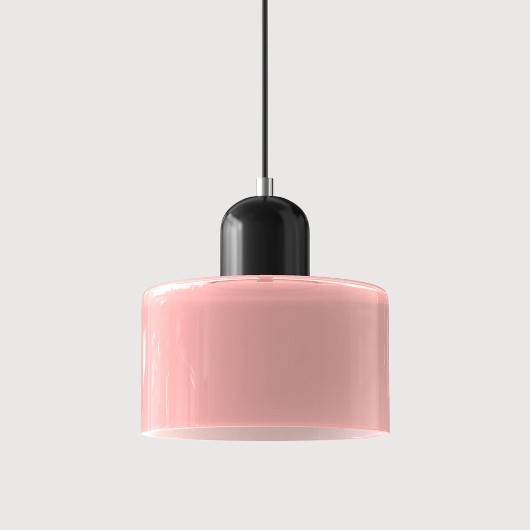 Retro pendant light – Dark green and orange glass shade for a dining table or reading nook, adjustable length up to 150 cm