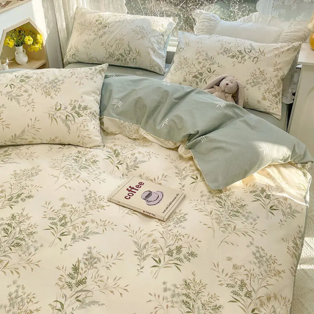 Housse de couette à motif floral – Polyester doux, style élégant pour la chambre