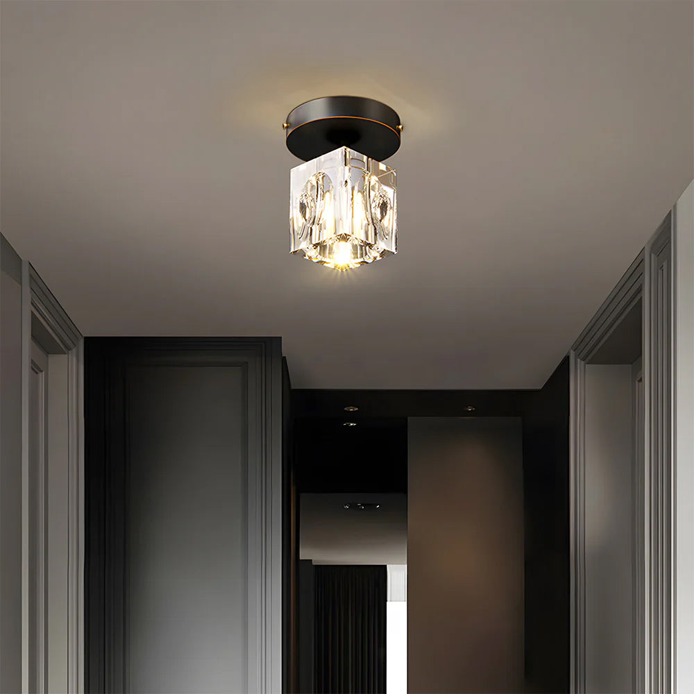 Plafonnier Design à Cristaux Géométriques et Fixation Métallique