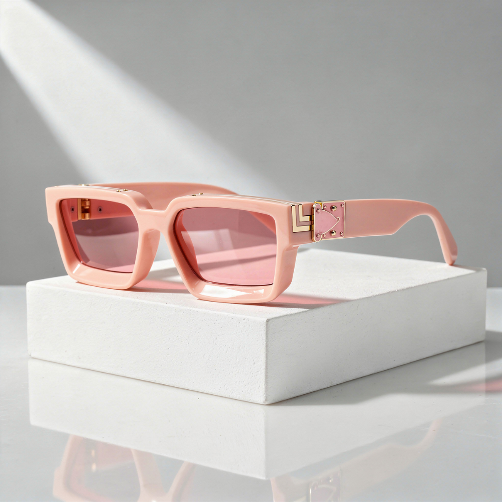 Lunettes de Soleil Carrées Unisexe - Monture Dorée Protection UV400