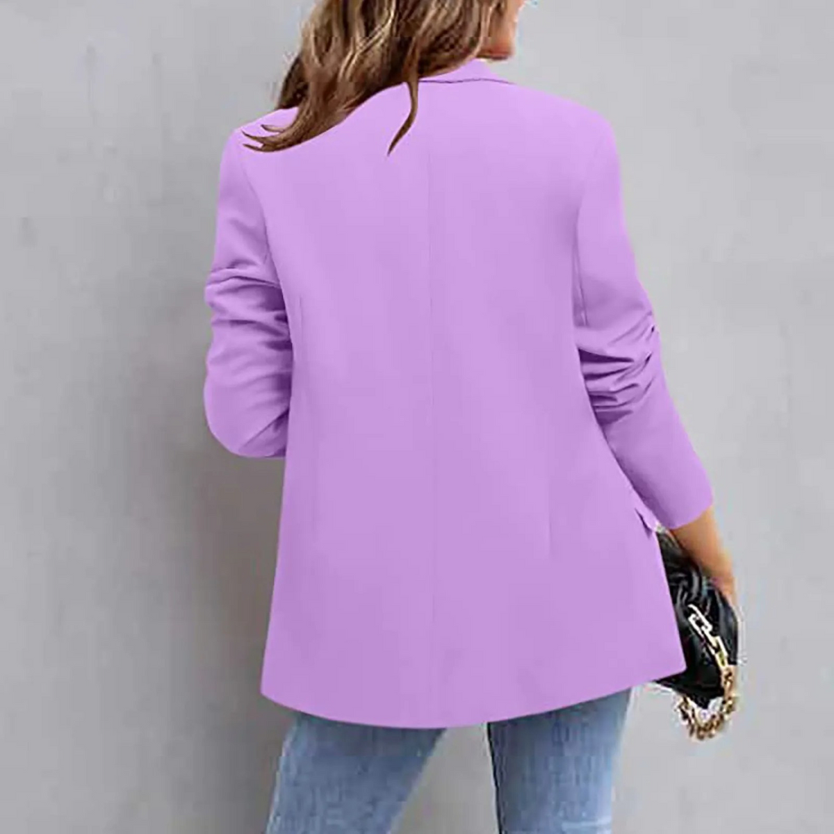 Blazer Femme Cintré Col Cranté Manches Longues