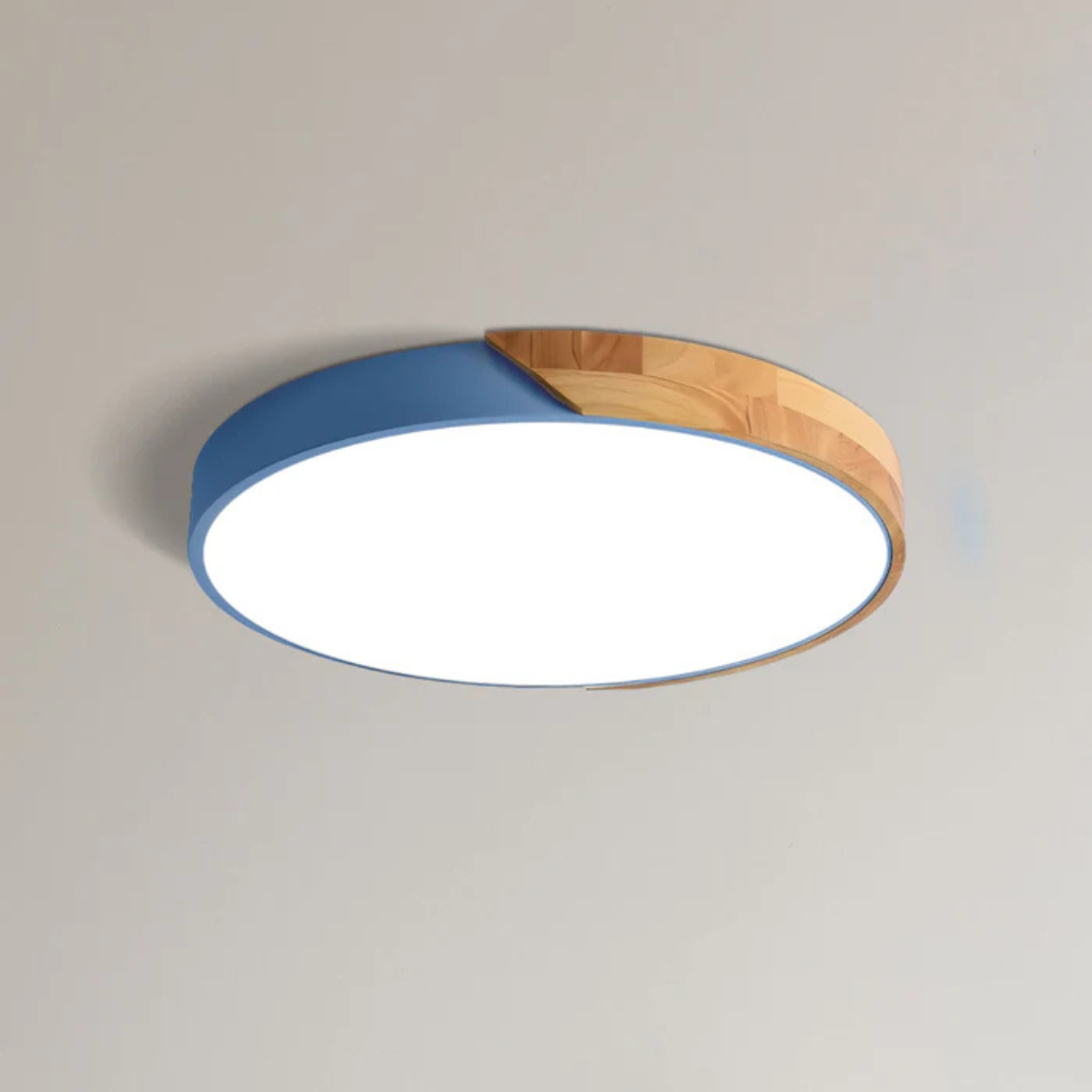 Scandinavische Houten LED Plafondlamp – Natuurlijke Afwerking, Modern Design voor Slaapkamer of Woonkamer