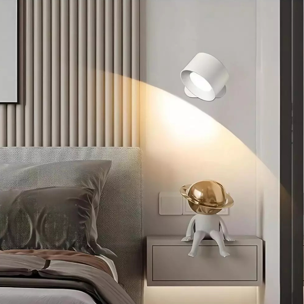 Rechargeable wall sconce – Cylindrical design, cordless with remote control, for the bedroom or living room