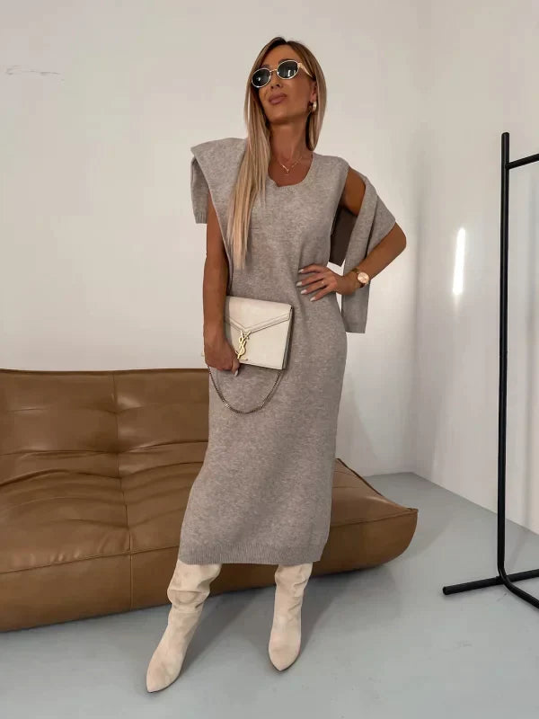 Robe Femme Midi Tricot et Col Roulé Assorti