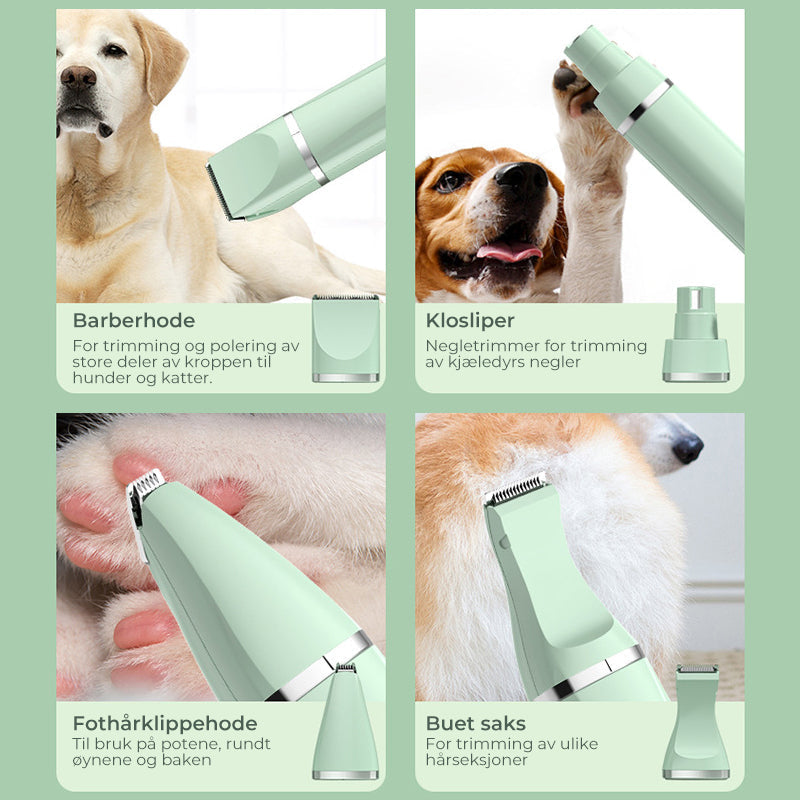 Cordless Pet Clipper – 4-in-1 Grooming Kit for Dogs and Cats with Interchangeable Accessories