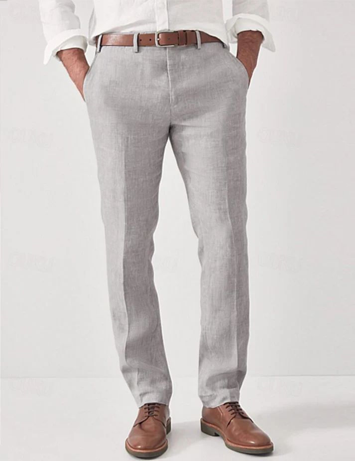 Pantalon Homme Respirant Été Coupe Moderne Droite