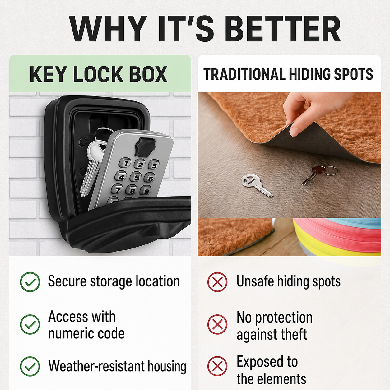 Outdoor Key Box – Weather-resistant metal, compact design for wall mounting in the garden or outdoor area
