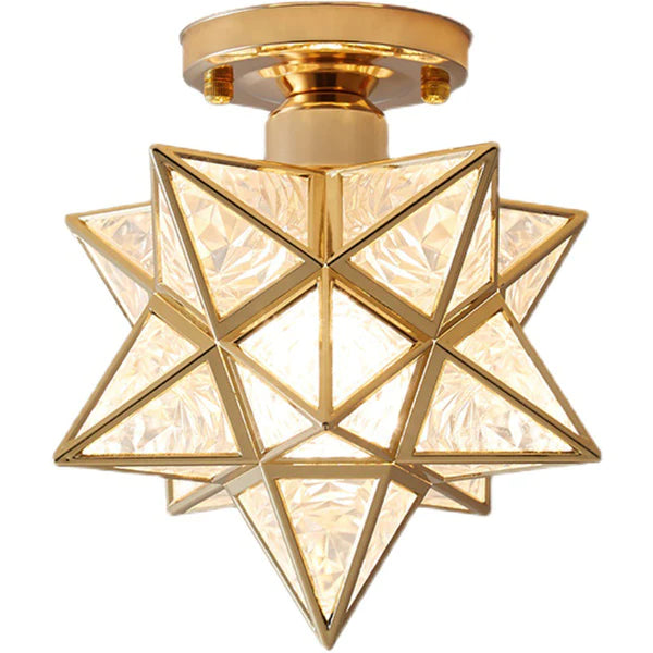 Star-shaped ceiling light – Gold, compact design for the entryway, dining room, or bedroom