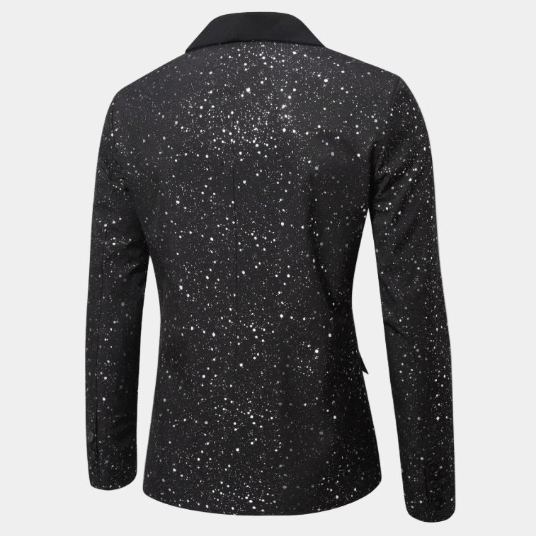 Veste Blazer Pailletté Homme avec Col Châle en Satin