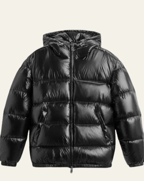 Doudoune Homme en Nylon Duvet d'Oie Finition Brillante Style Alpin