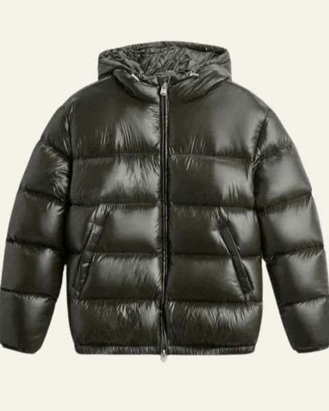 Doudoune Homme en Nylon Duvet d'Oie Finition Brillante Style Alpin