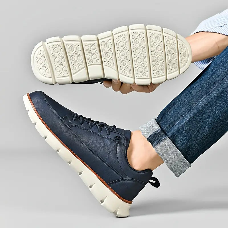Sneakers Homme en Cuir Véritable – Semelle Orthopédique Confort