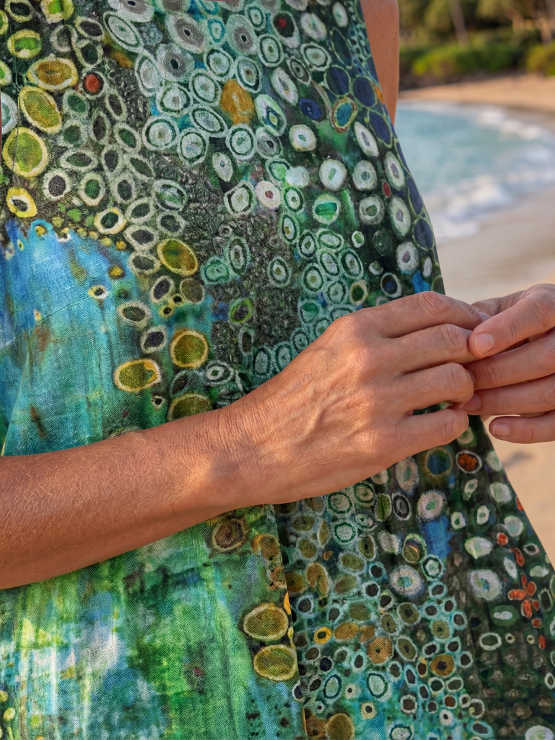 Robe Midi Femme Motif Mosaïque sans Manches Coupe Ample