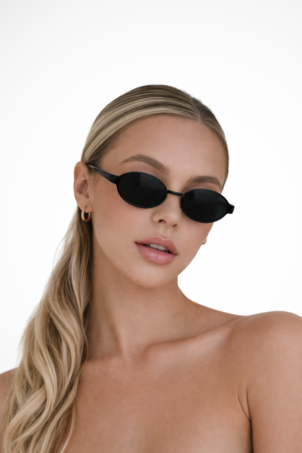 Lunettes de Soleil Femme Ovales en Métal, Verres Teintés