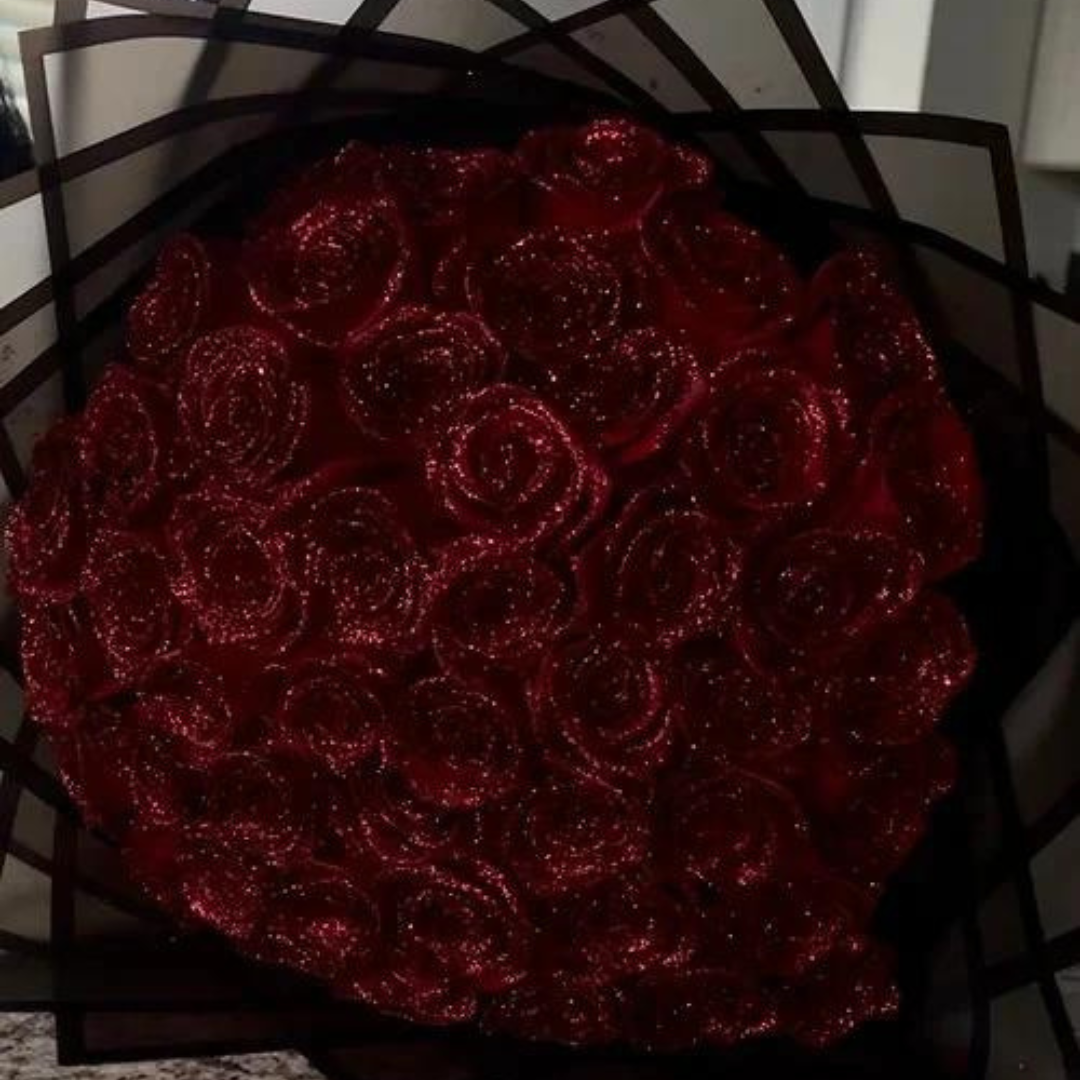 Roses Artificielles Pailletées Décoratives - Fleurs Étincelantes Longue Durée