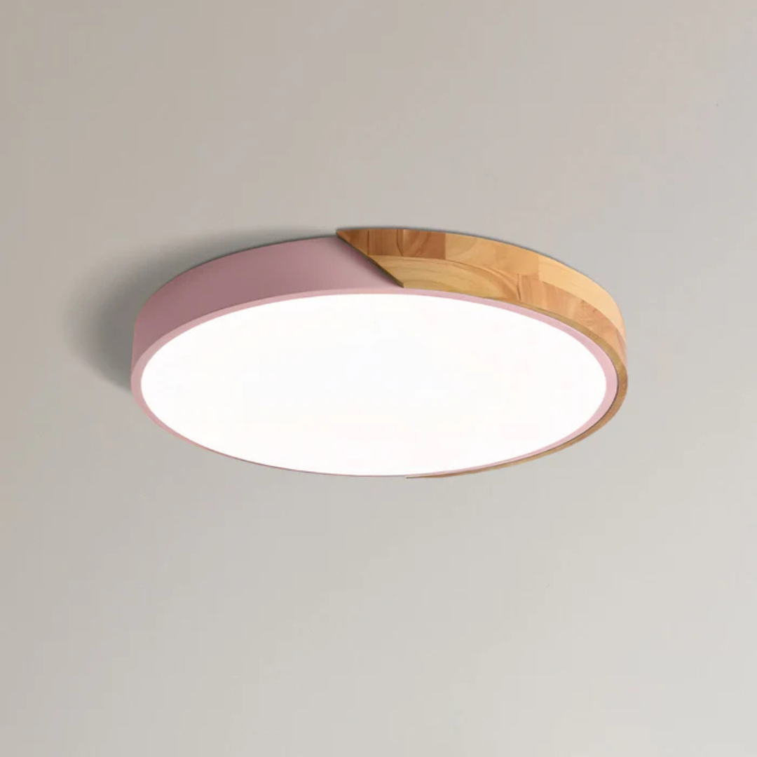 Scandinavische Houten LED Plafondlamp – Natuurlijke Afwerking, Modern Design voor Slaapkamer of Woonkamer