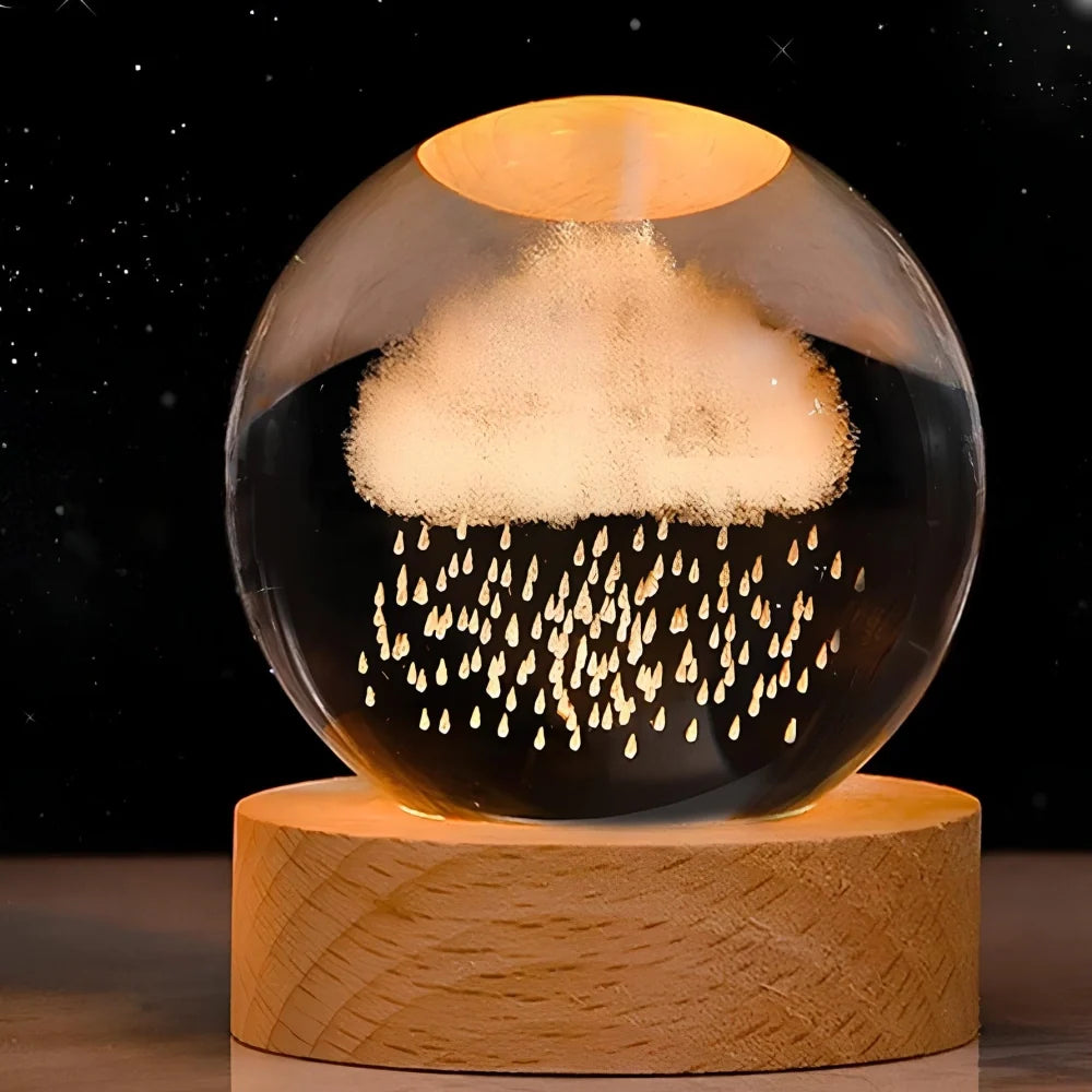 Lampe de Chevet Boule de Cristal Gravée 3D