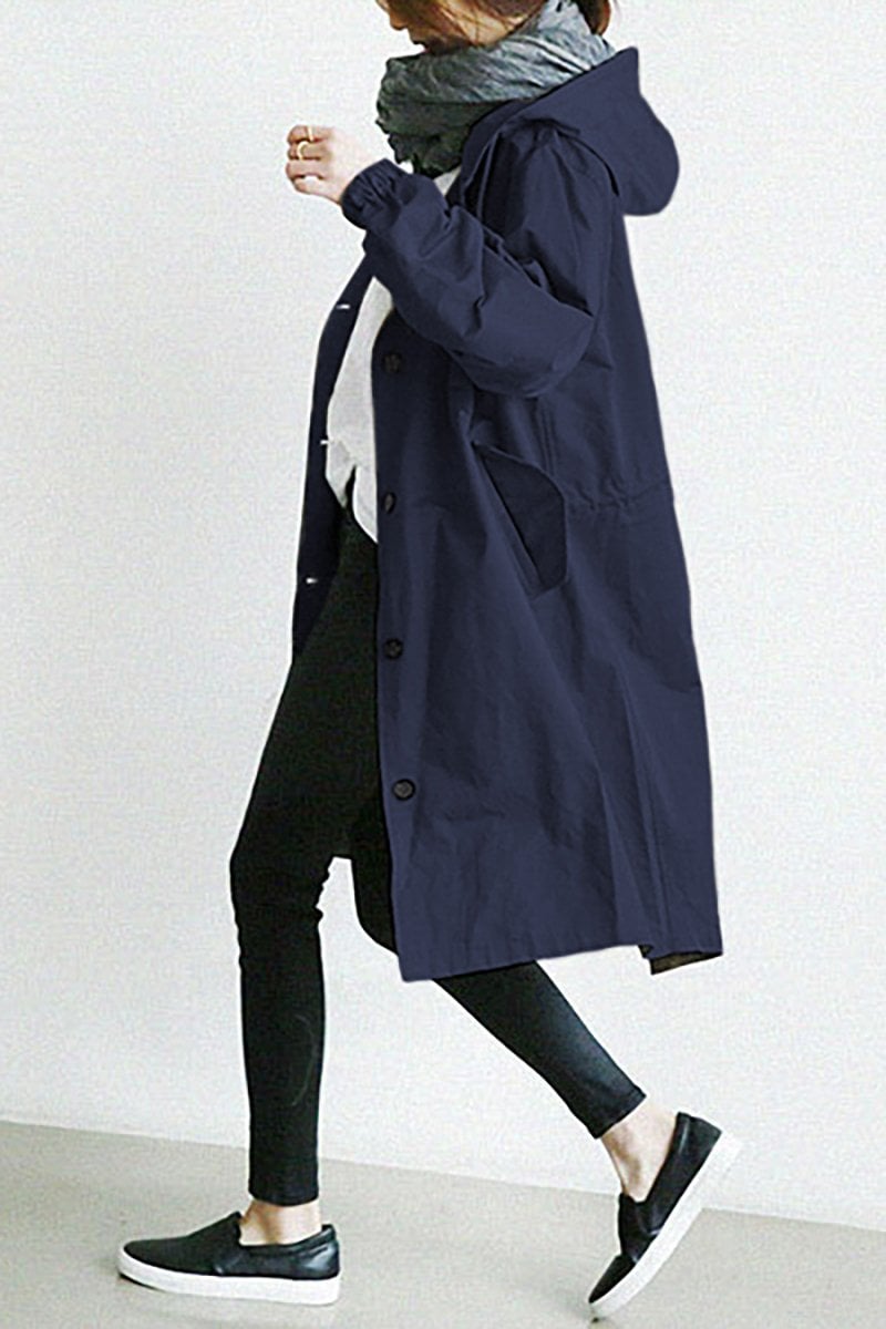 Trench Femme Imperméable à Capuche - Manteau Mi-Saison