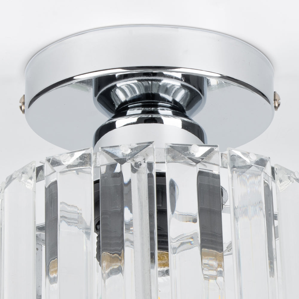 Plafonnier Design en Laiton et Cristal, Finition Noire