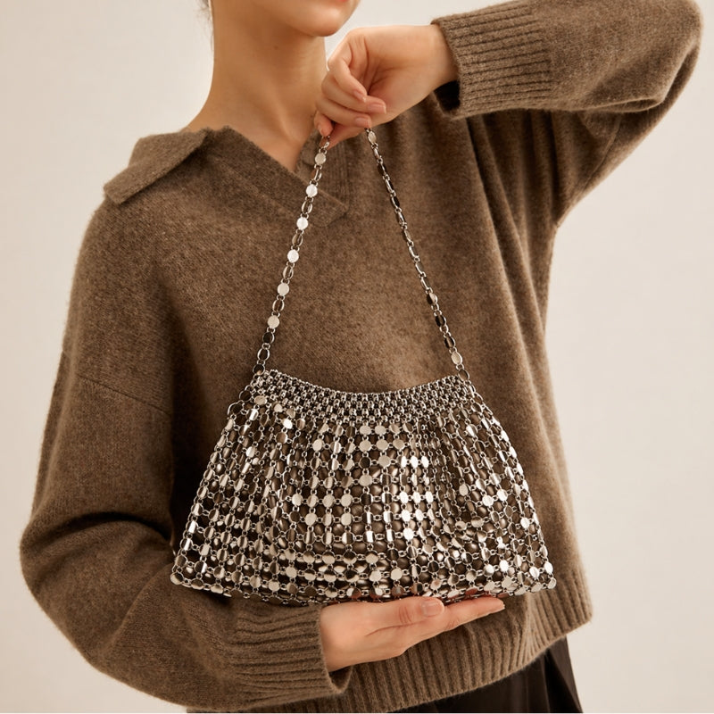 Sac de Soirée Pochette Maille Miroir à Chaîne