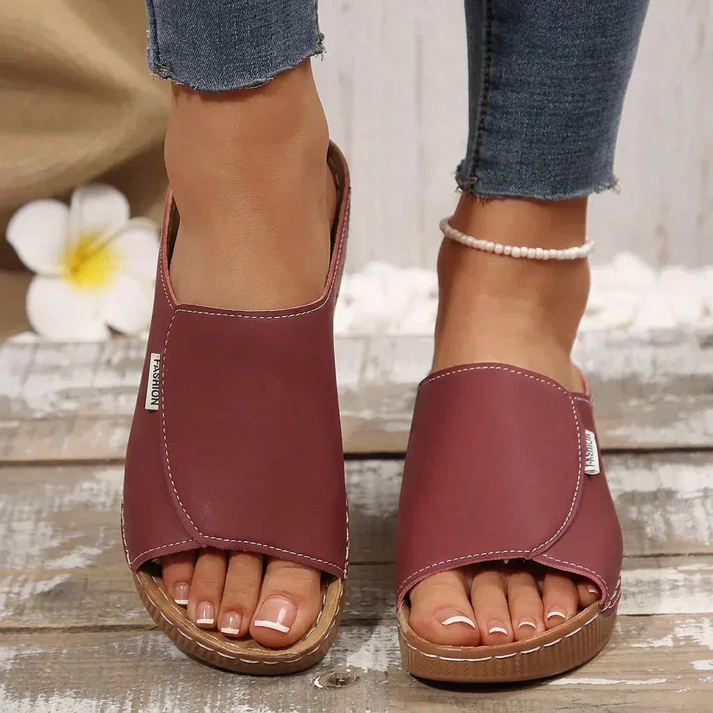Sandales Femme à Enfiler, Plateforme à Talon Moyen