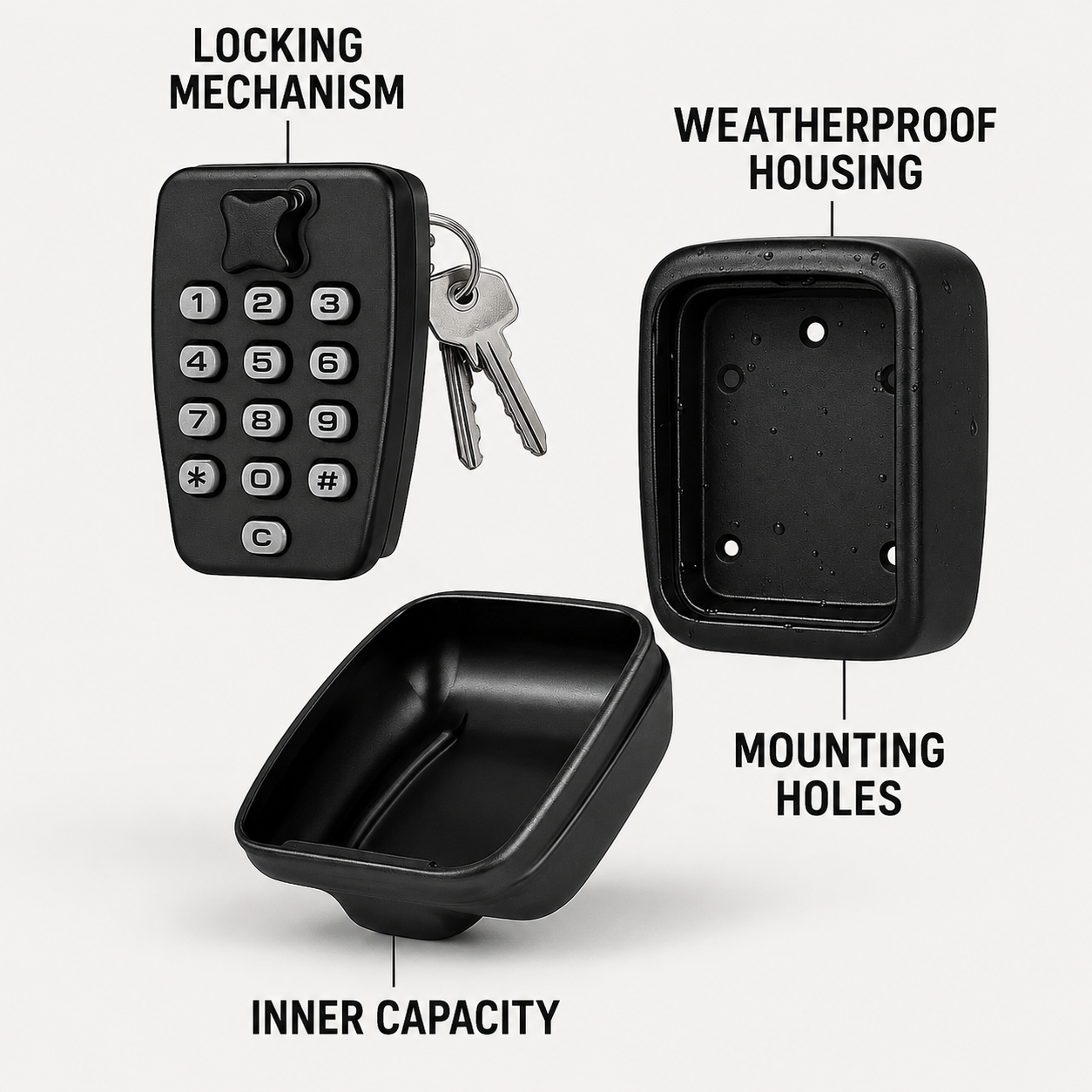 Outdoor Key Box – Weather-resistant metal, compact design for wall mounting in the garden or outdoor area
