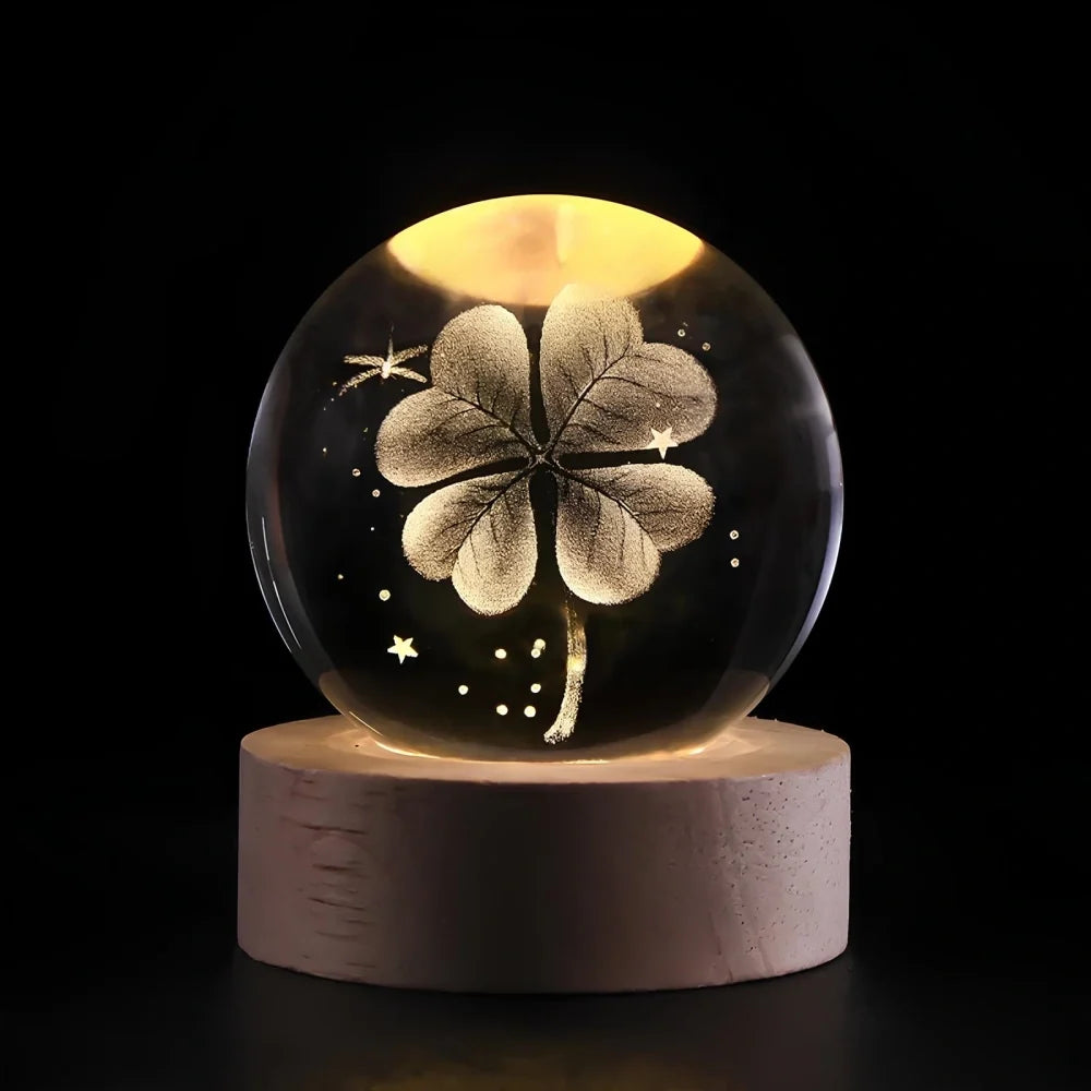 Lampe de Chevet Boule de Cristal Gravée 3D
