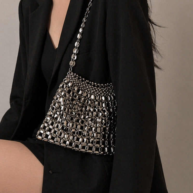 Sac de Soirée Pochette Maille Miroir à Chaîne