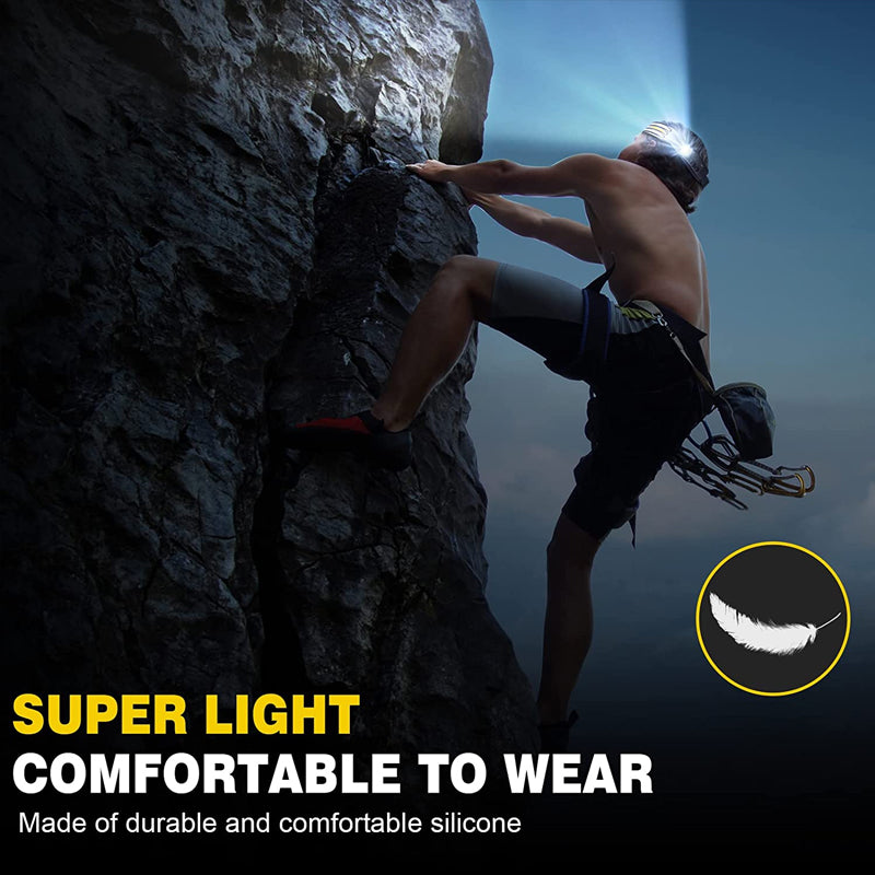 LED-hoofdlamp – Zwart, lichtgewicht met sensor voor kamperen en buitenactiviteiten