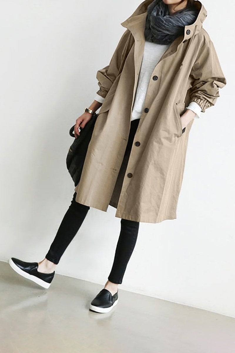 Trench Femme Imperméable à Capuche - Manteau Mi-Saison