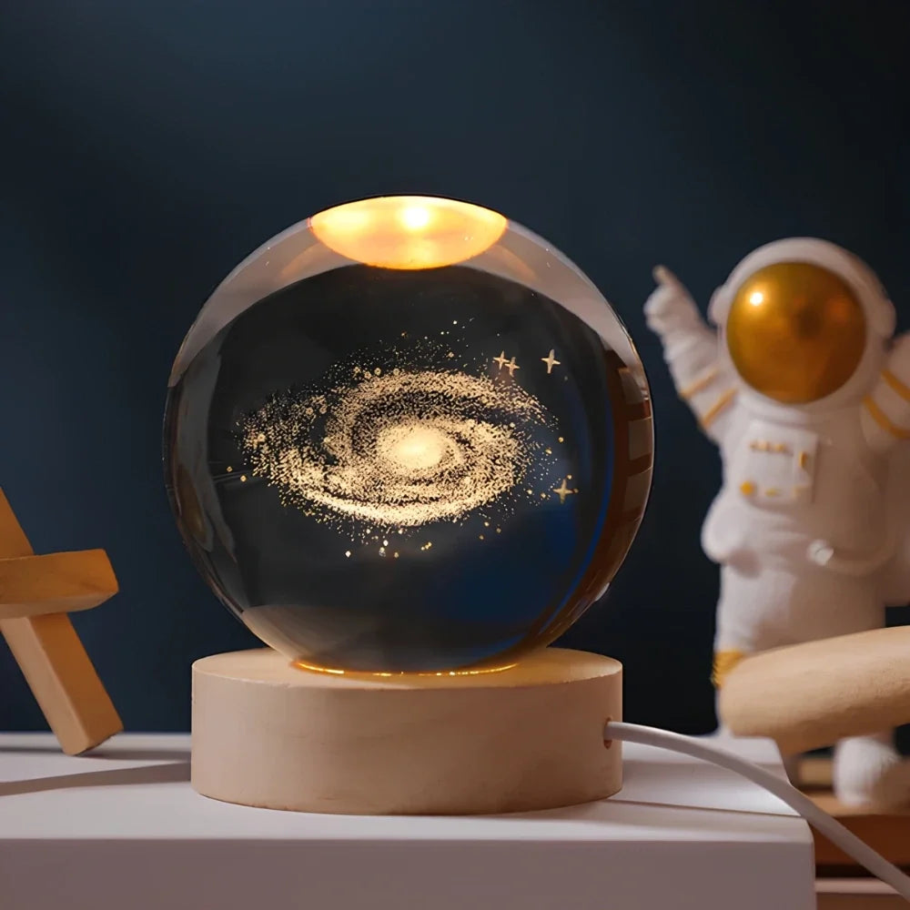 Lampe de Chevet Boule de Cristal Gravée 3D