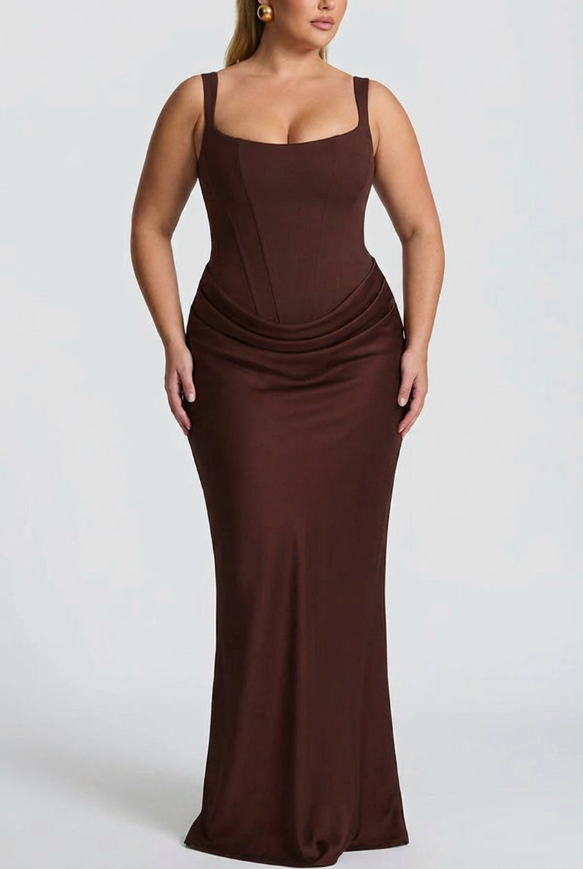 Robe Longue Femme Col Carré