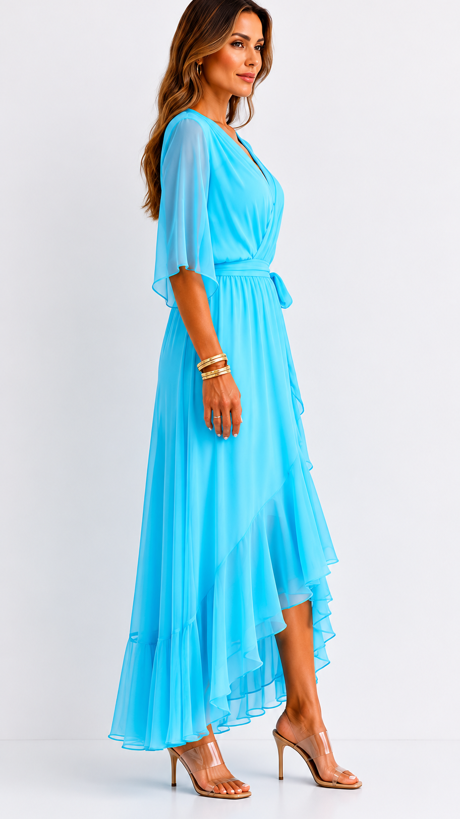 Robe Portefeuille Femme en Mousseline Fluide