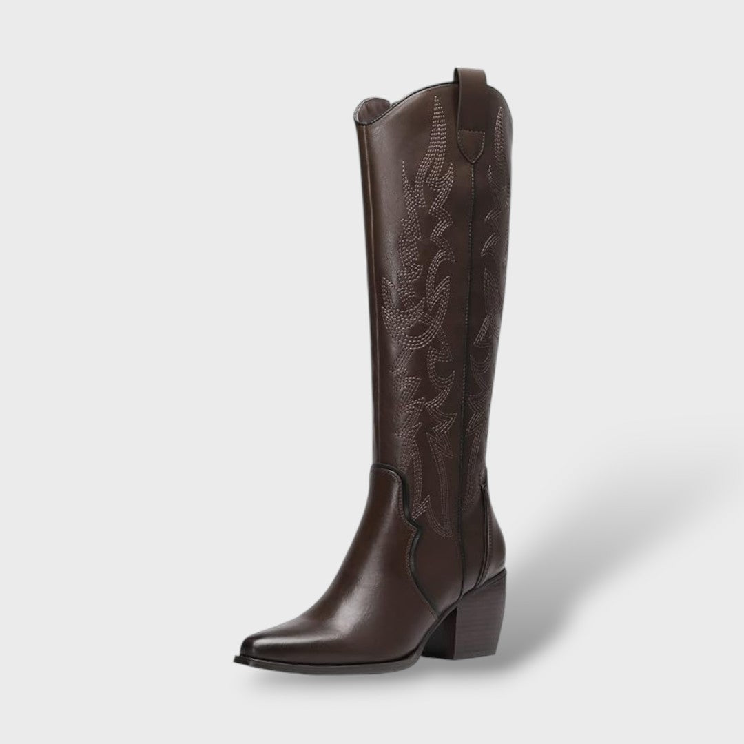 Bottes Hautes Femme Style Western Brodées