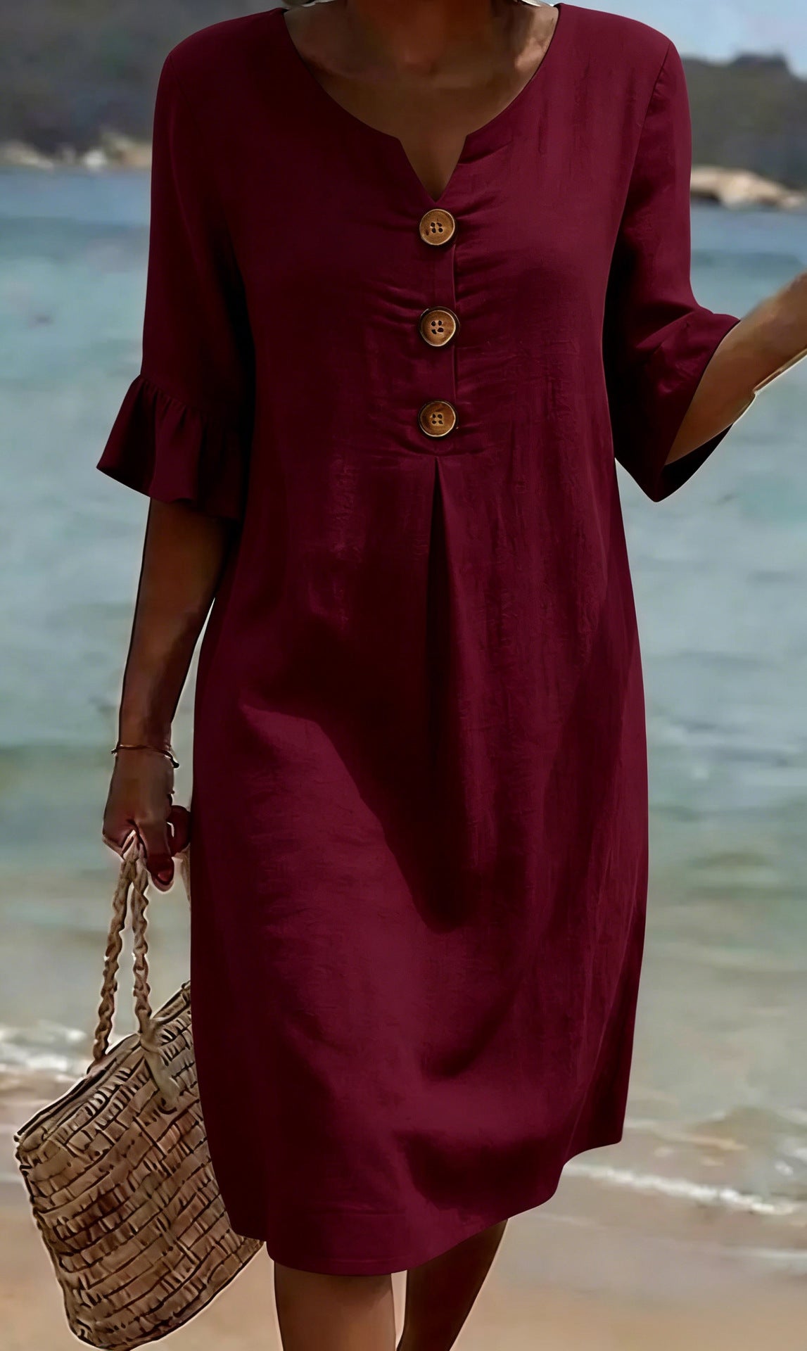 Robe Femme Ample à Nœud, Manches Fluides en Polyester