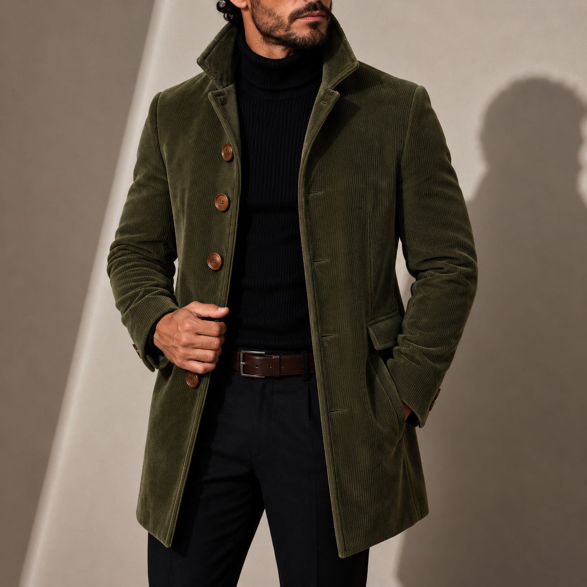 Manteau Homme Col Montant - Manteau d'Hiver Ajusté