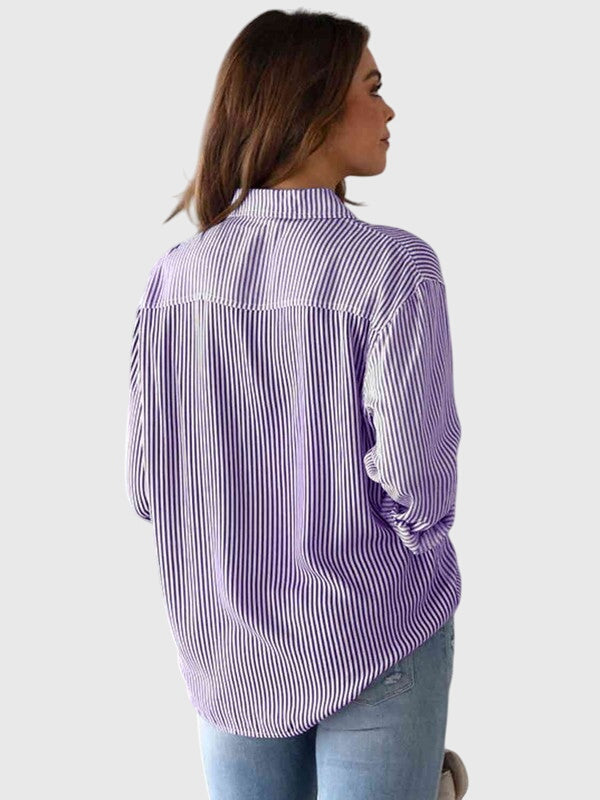 Chemise Femme Rayée Col Chemise Nouée Devant