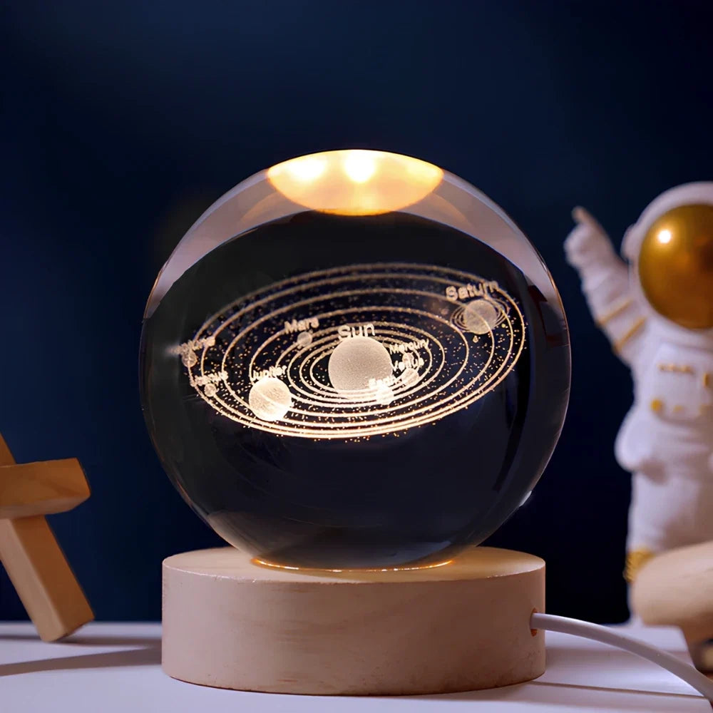 Lampe de Chevet Boule de Cristal Gravée 3D