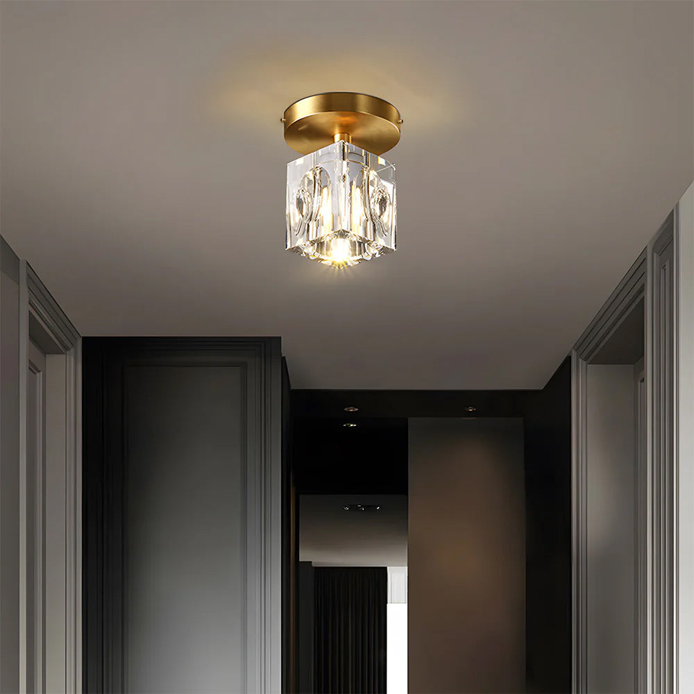 Plafonnier Design à Cristaux Géométriques et Fixation Métallique