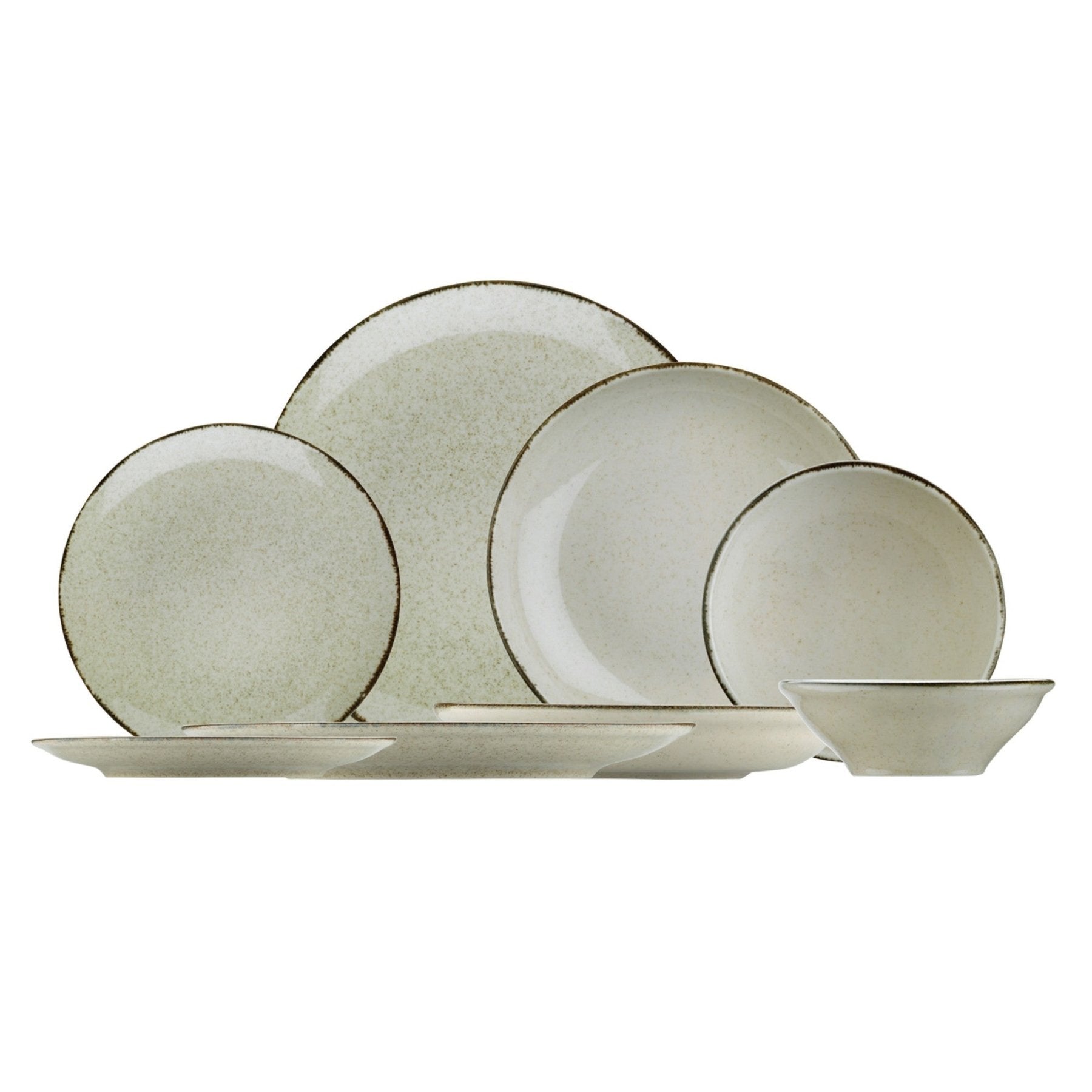 Juego de vajilla de porcelana – Color canela, diseño moderno para 6 comensales