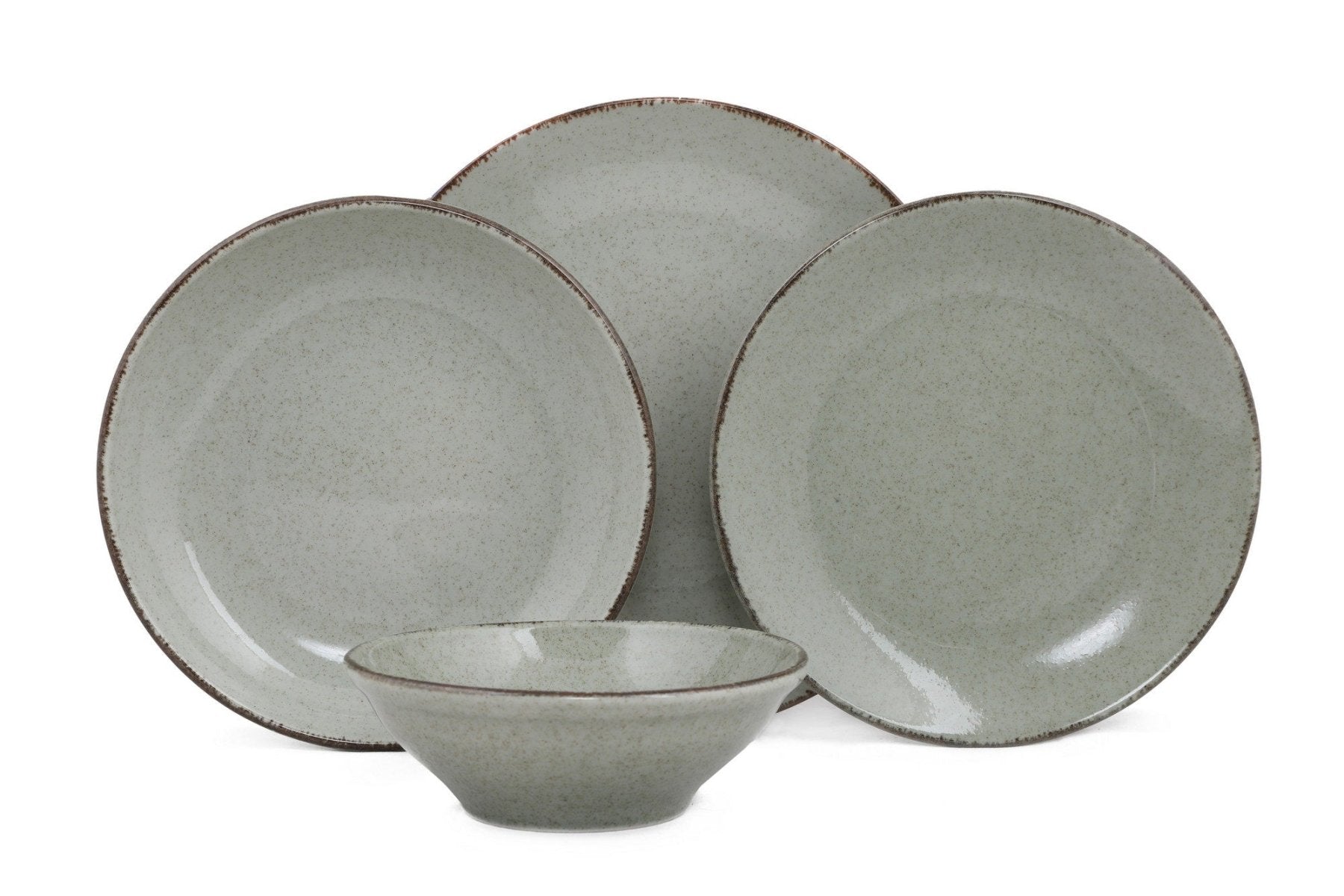 Juego de vajilla de porcelana – Verde oliva, 24 piezas, diseño rústico, para el comedor o para la mesa