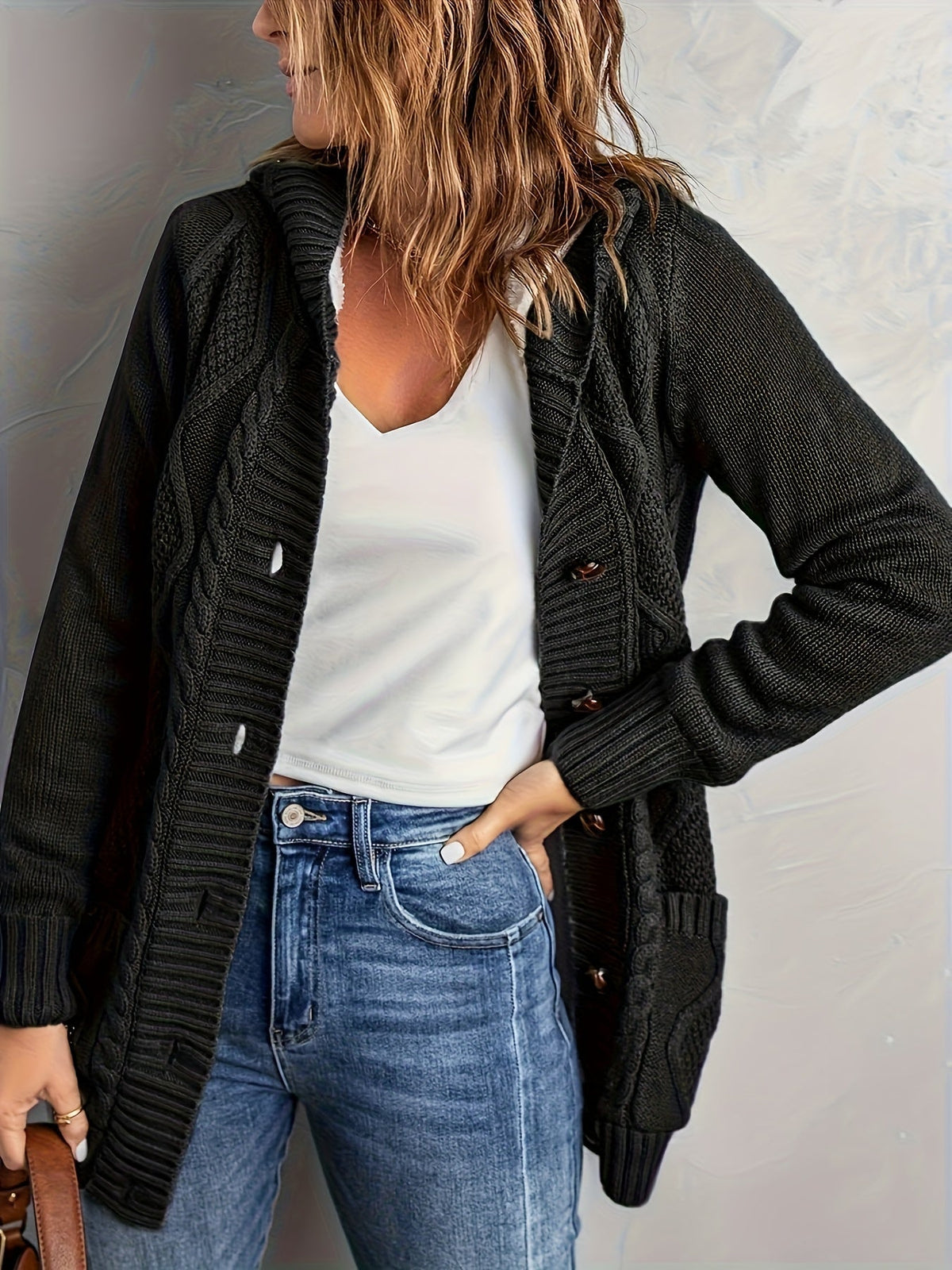 Jocasta™ | Women's Hooded Button Front Knit Cardigan with Pockets