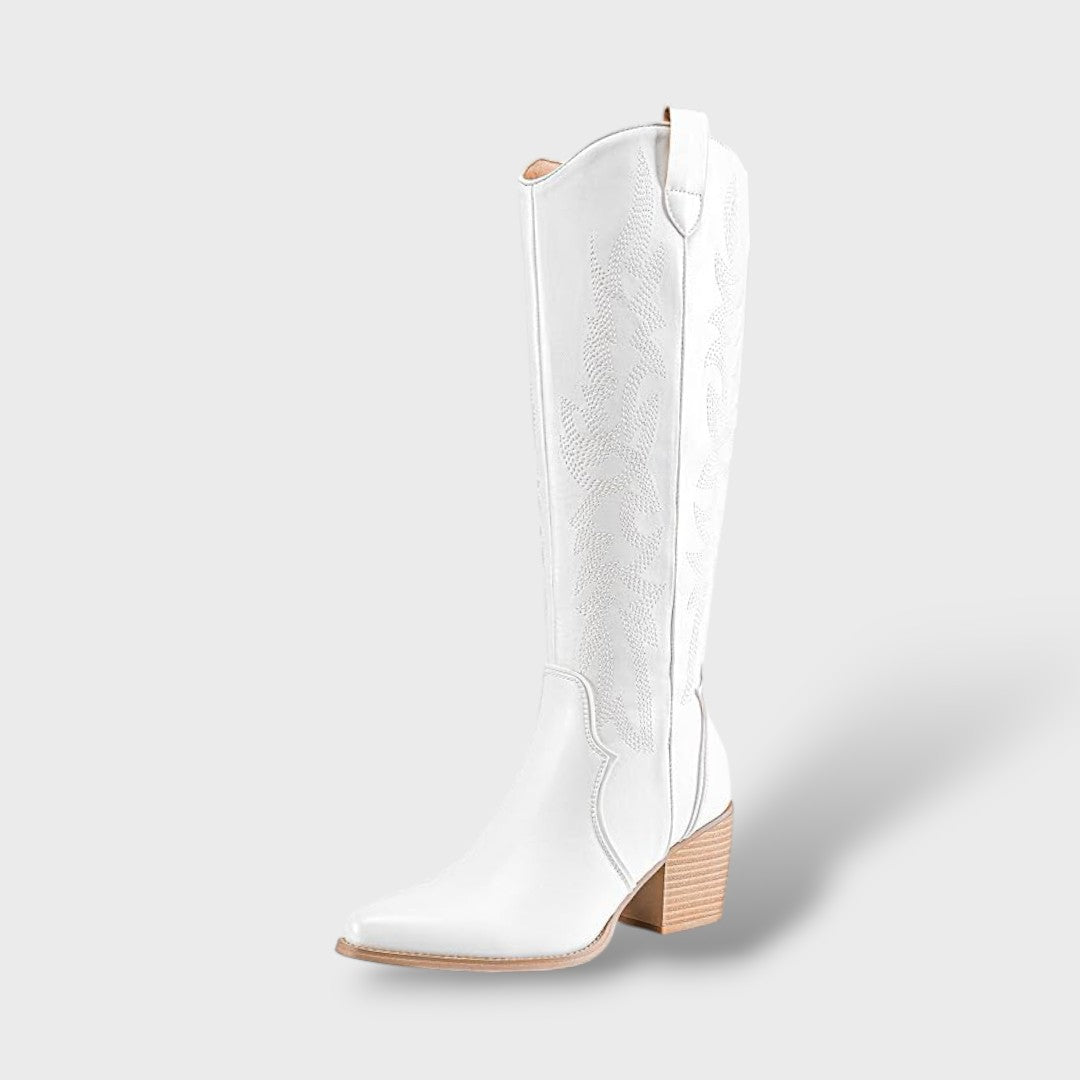 Bottes Hautes Femme Style Western Brodées