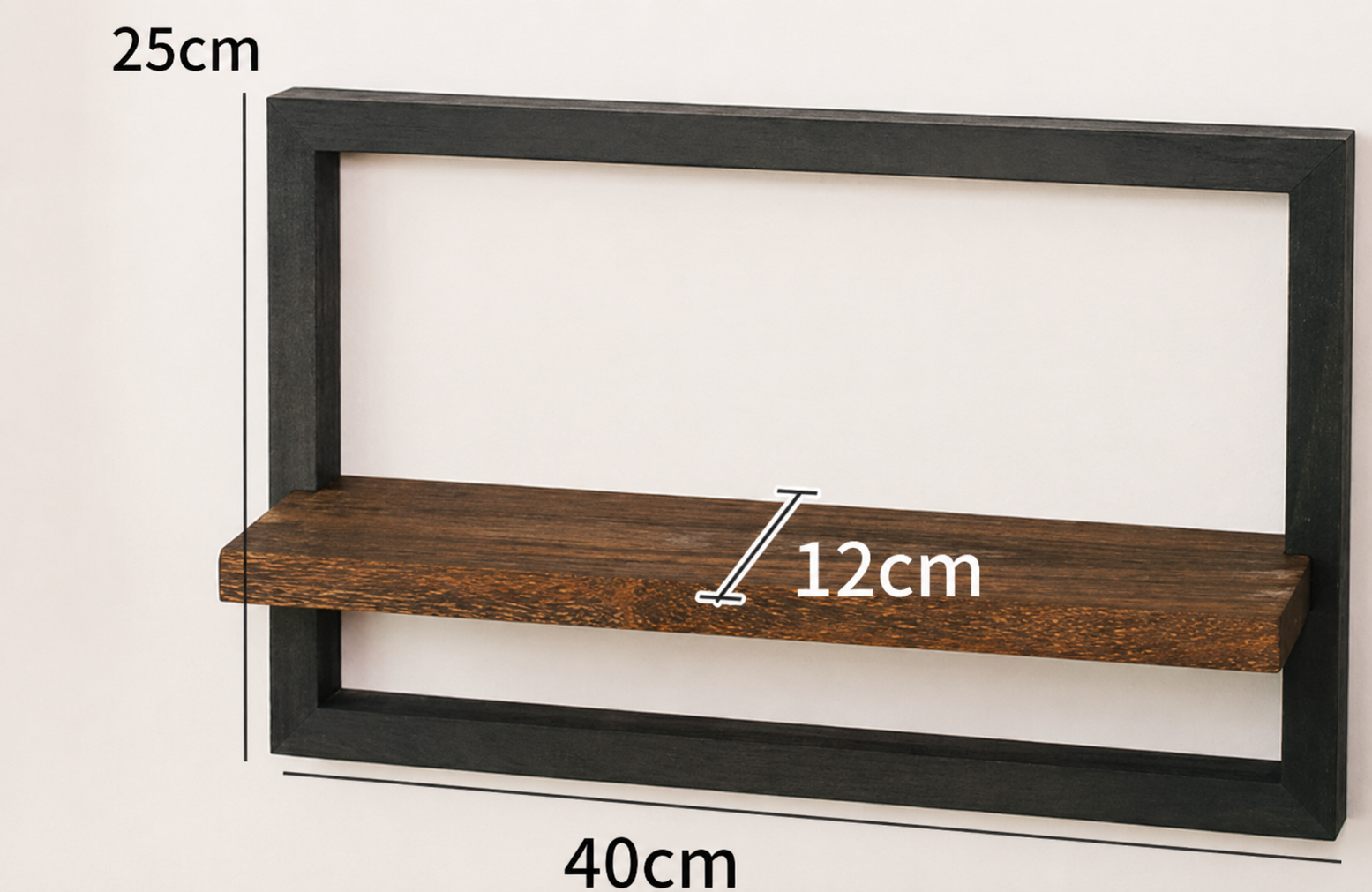 Étagère murale – Bois d'Acacia massif avec cadre en acier vintage pour salon ou hall